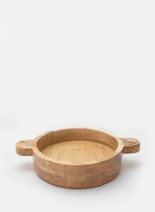 Natural Wood Bowl With Handles