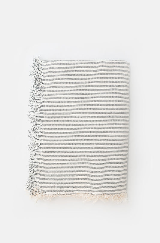 Charcoal Striped Tablecloth