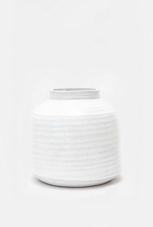 Corrugated White Ceramic Vase